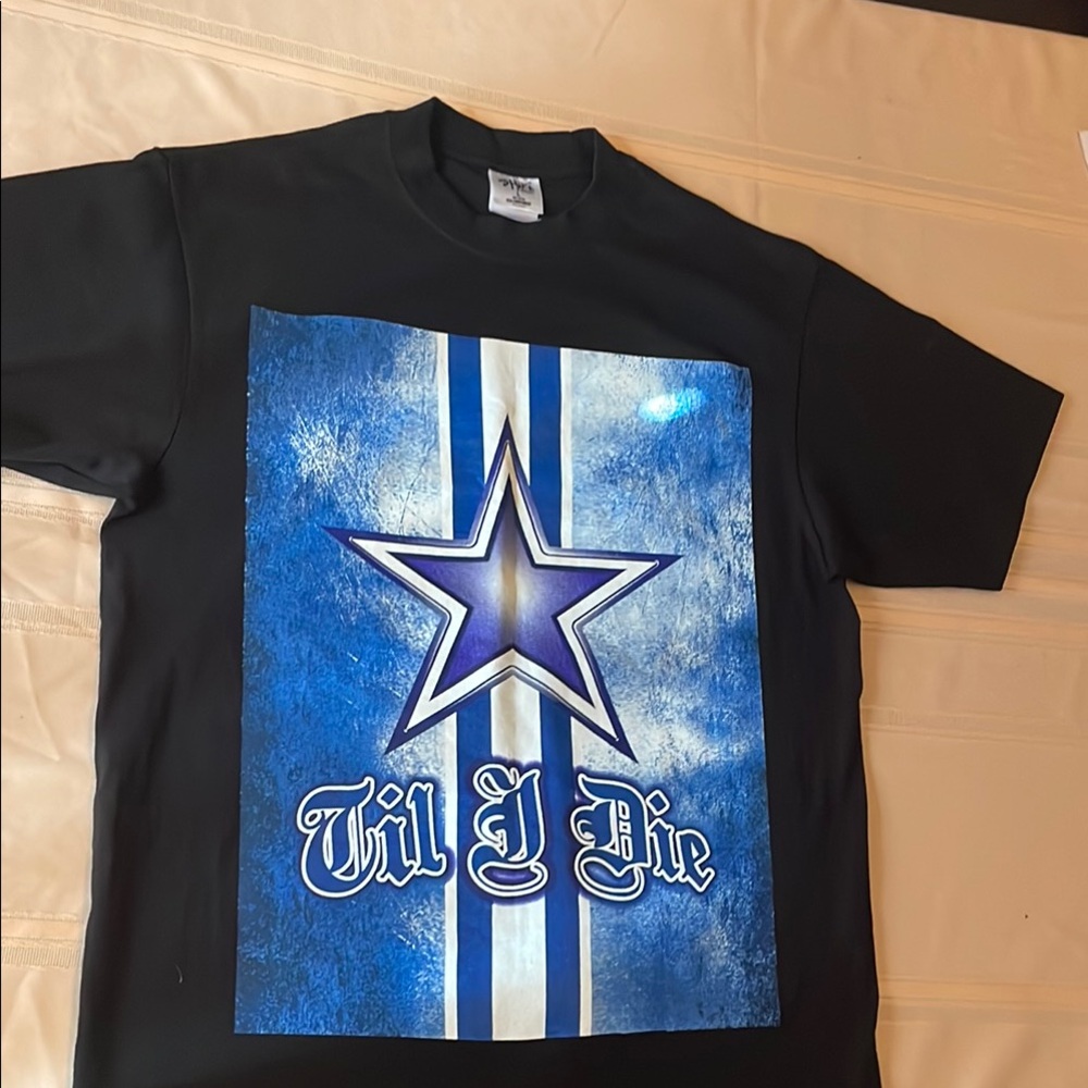 Dallas Cowboys Black and Blue Short Sleeve Tee with Star Graphic   Till I Die